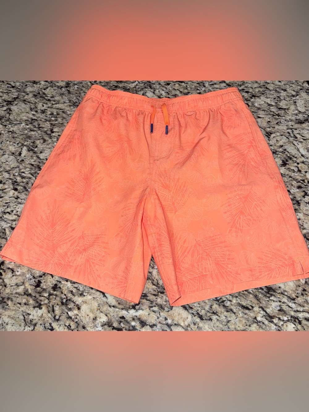 Boys Southern Tide Swim Trunks with Subtle Tropical Print Sz XL